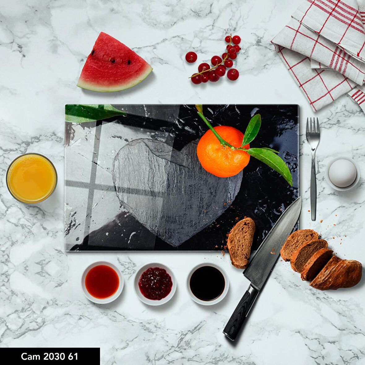 ANTİBAKTERİYEL CAM KESME TAHTASI | BASKILI KESİM TABLASI | 25x35 cm